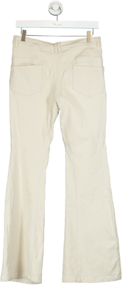 Oh Polly Cream White High Waisted Flared Jeans UK 8