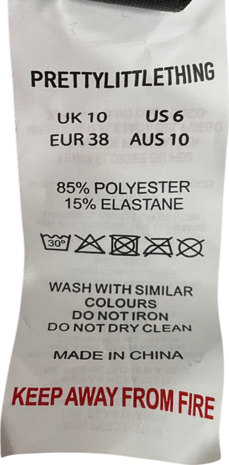 PrettyLittleThing Multicoloured Multi Abstract Printed Triangle Bikini Top & Bottoms UK 10