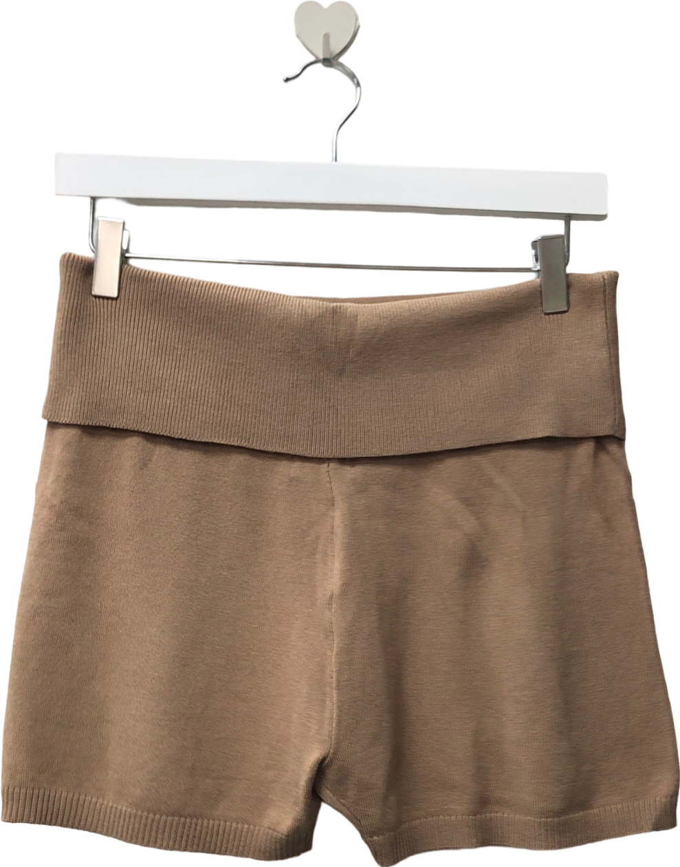 M Lounge Beige Knitted Fold Waist Shorts UK M