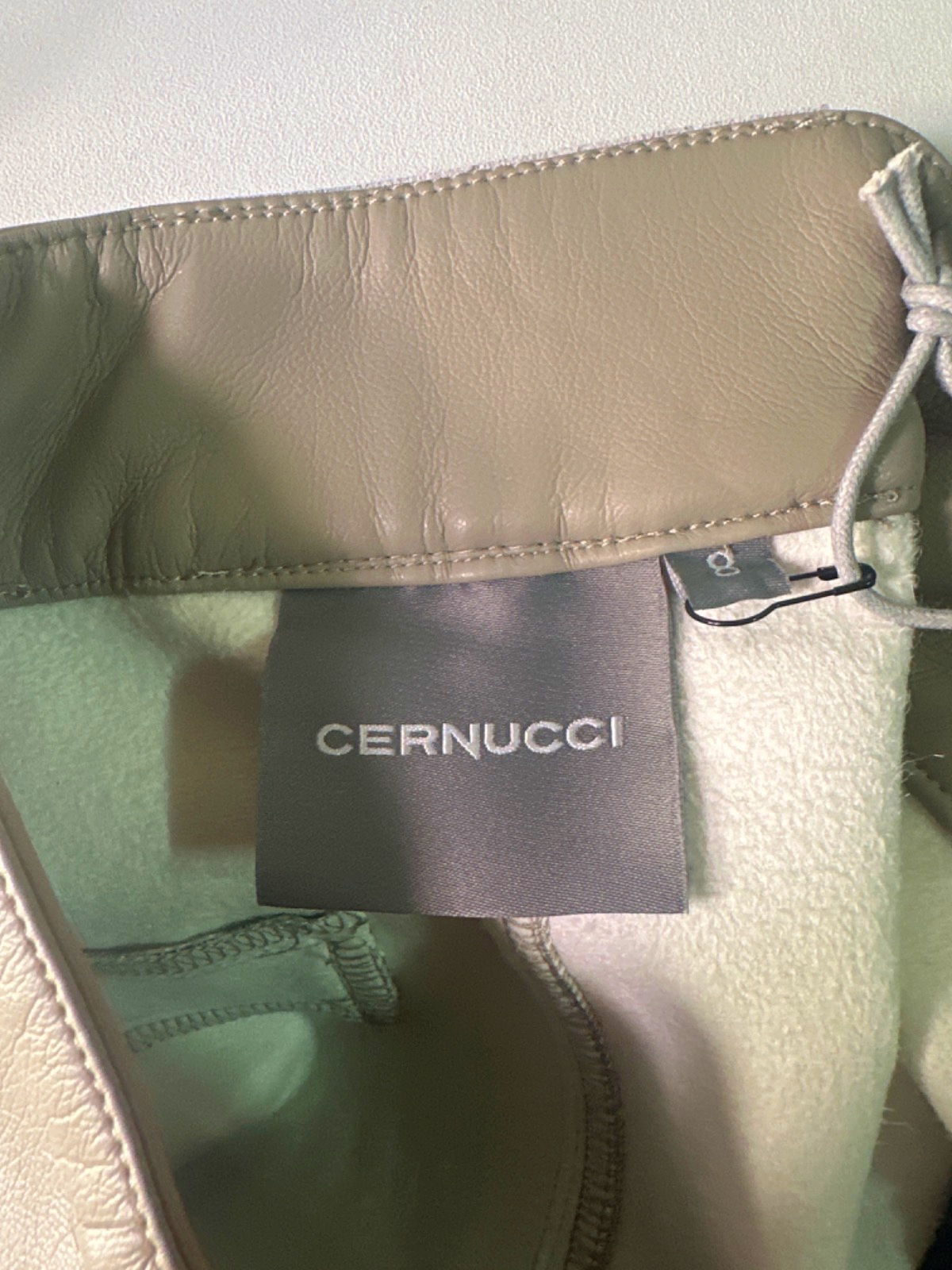 Cernucci Beige Wide Leg PU Cargo Trouser UK 8