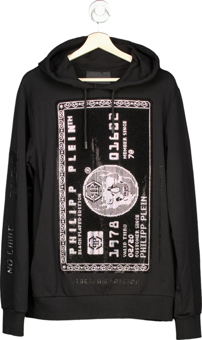 Philipp Plein Black Credit Card Hoodie UK M