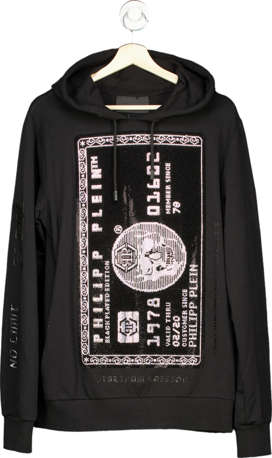 Philipp Plein Black Credit Card Hoodie UK M