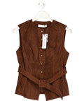 Commense Brown Suede Effect Vest With Belt UK S