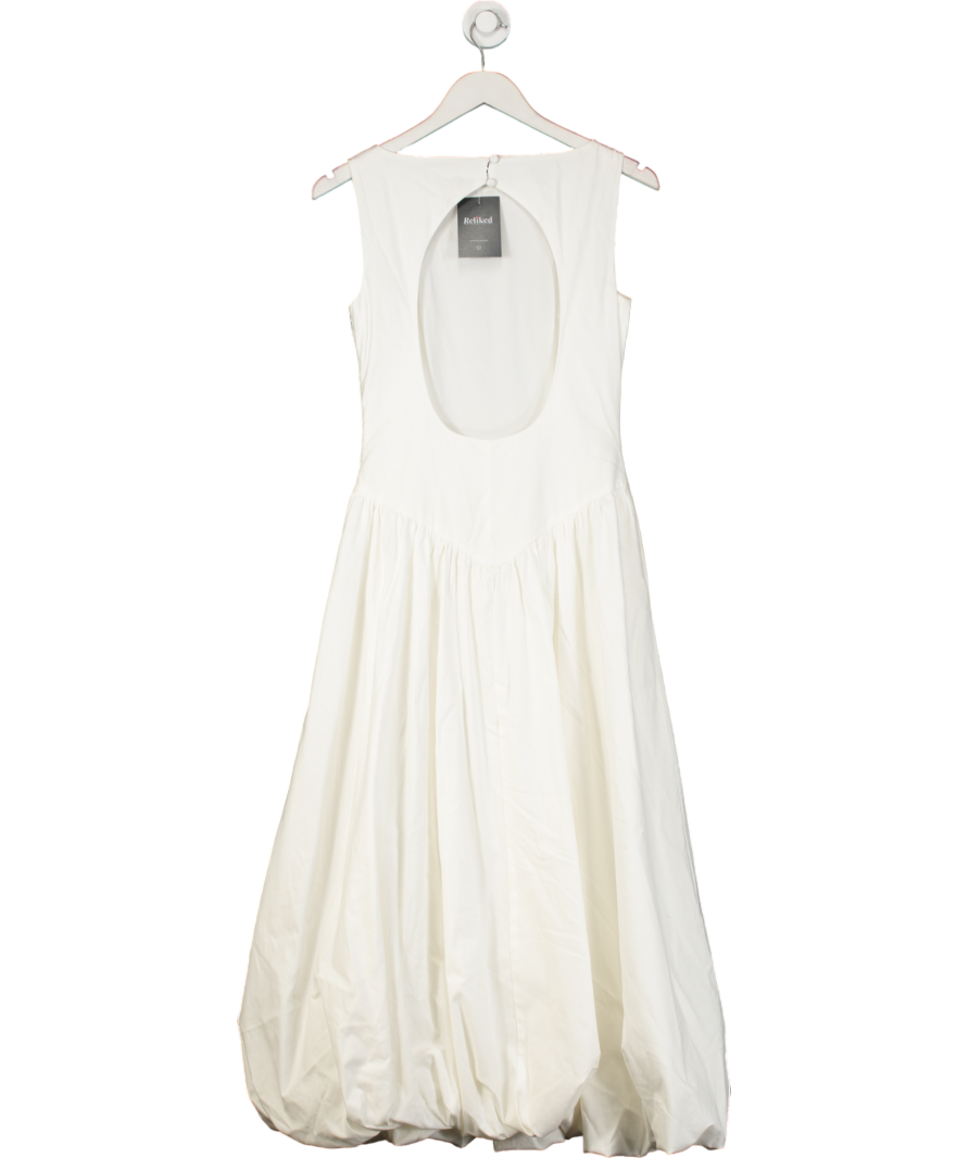 Reformation White Bubble Hem Midi Dress UK S