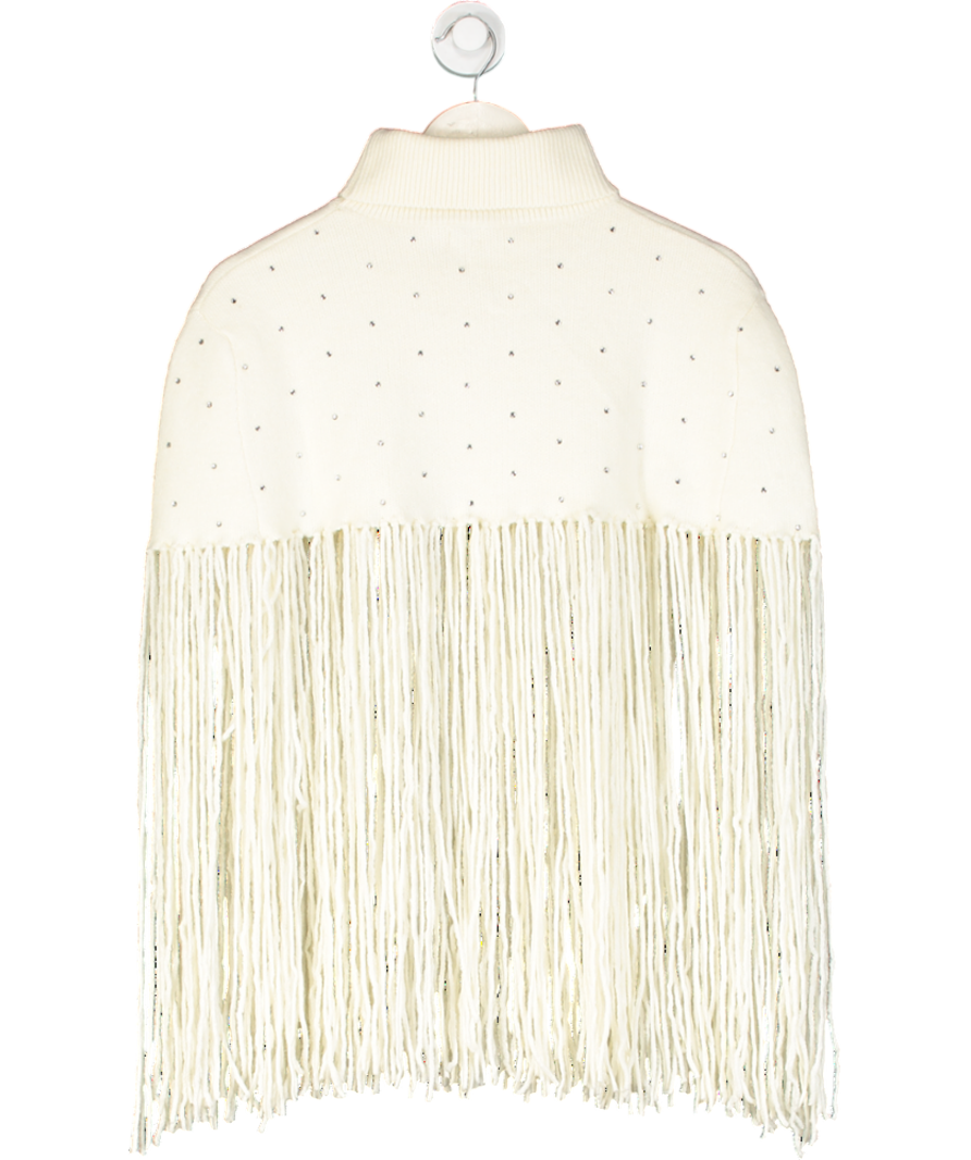 River Island Cream Embellished Knitted Tassel Cape One Size