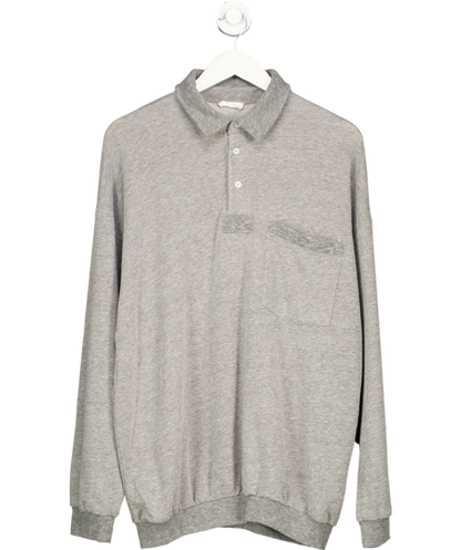 American Vintage Grey Cotton Blend Plomer Long Sleeve Polo UK S/M