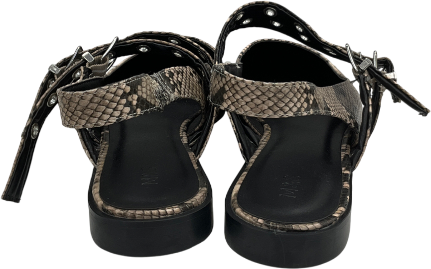 M&S Cream Snake Print Buckle Sandals UK 8 EU 41 👠