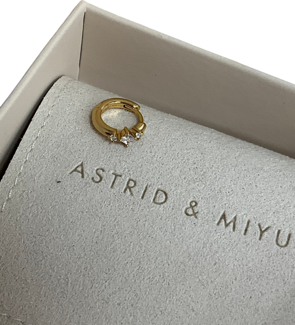 Astrid & Miyu Square Crystal Single Hoop In Gold One Size