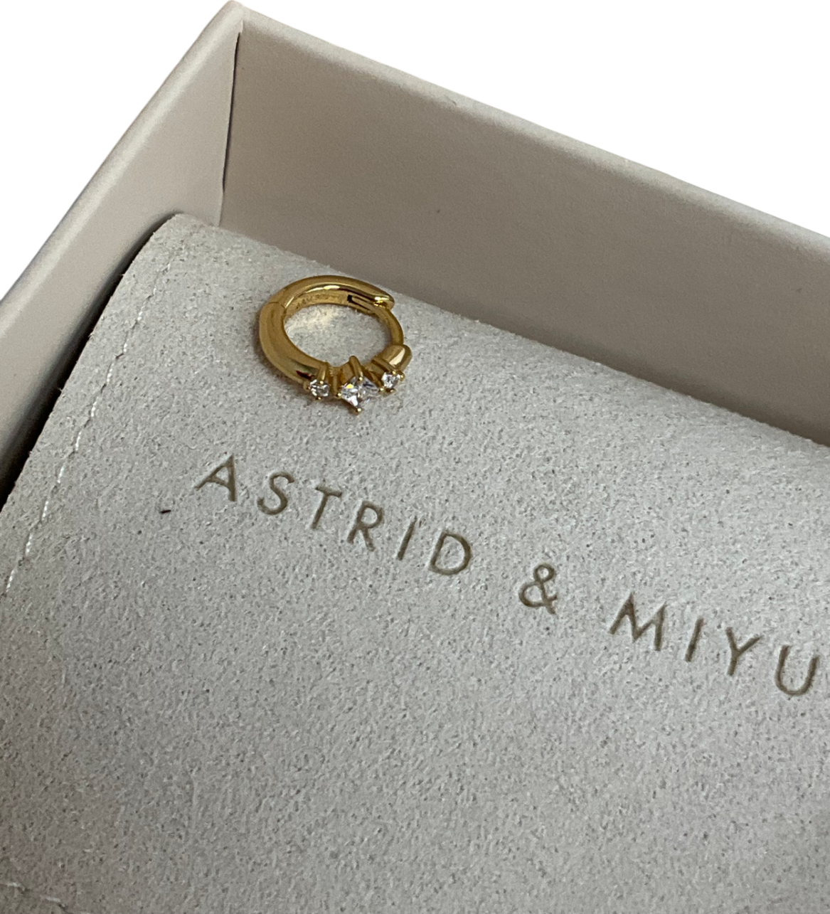 Astrid & Miyu Square Crystal Single Hoop In Gold One Size