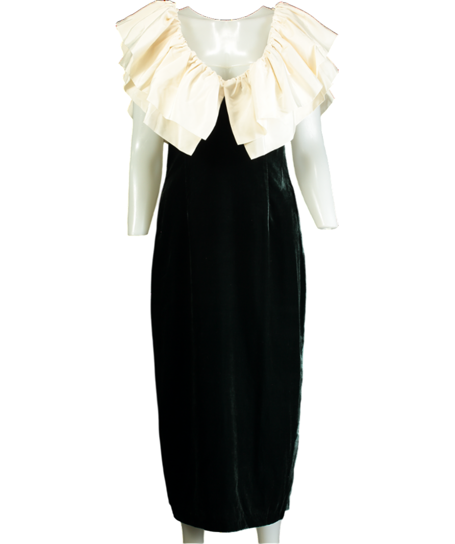 Rhode Resort Green Velvet Satin Ruffle Midi Dress UK 10