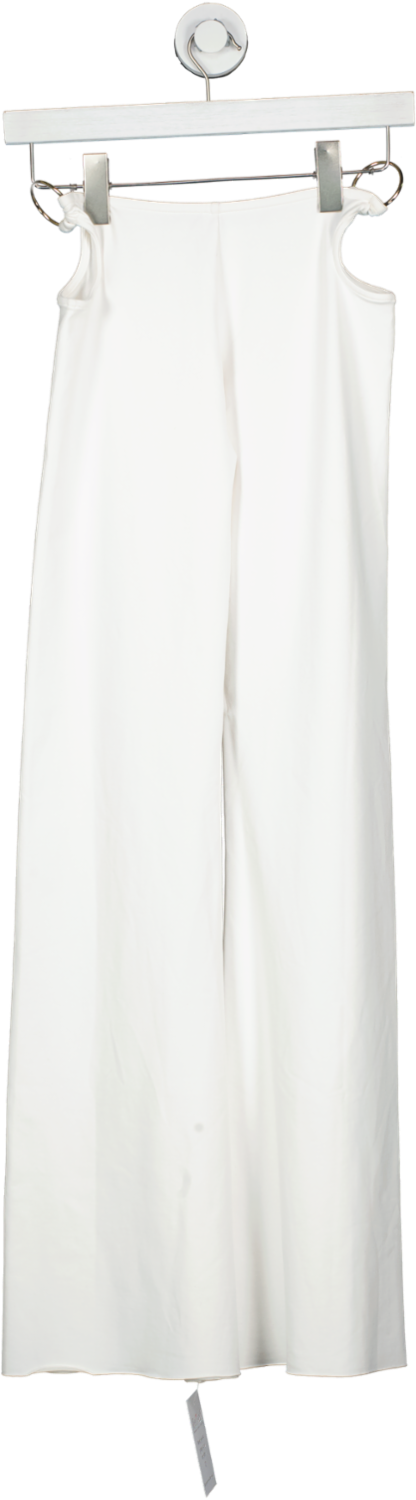 White Flared Leggings With Cut Out Detail UK S