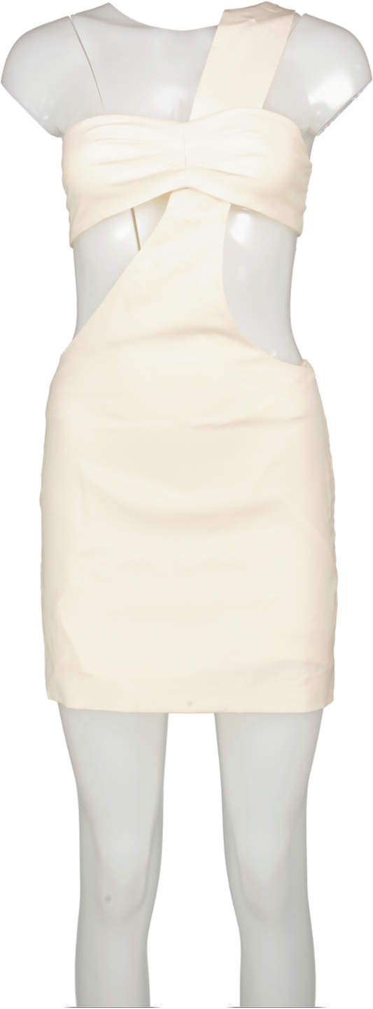 Zeynap Arcay Cream Bustier Wool Mini Dress UK S