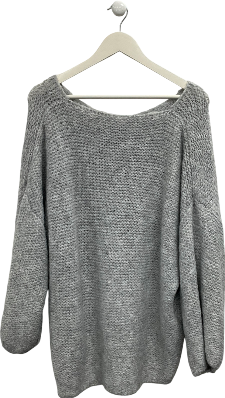 Grey Oversized Mohair Blend Jumper UK M