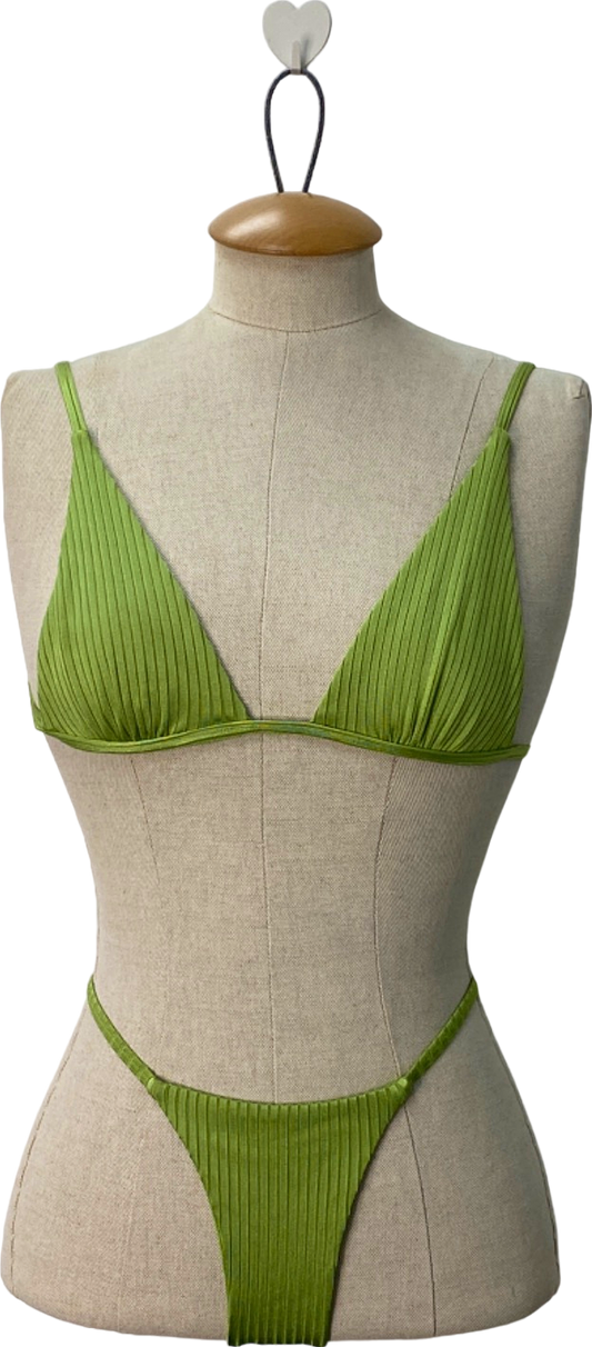 Monday Swimwear Lime Green Triangle Bikini Set UK S