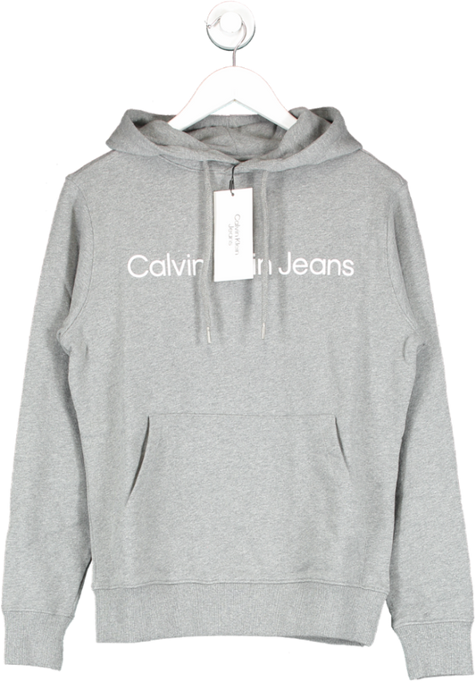 Calvin Klein Grey Mid-grey Logo Hoodie BNWT UK XXS