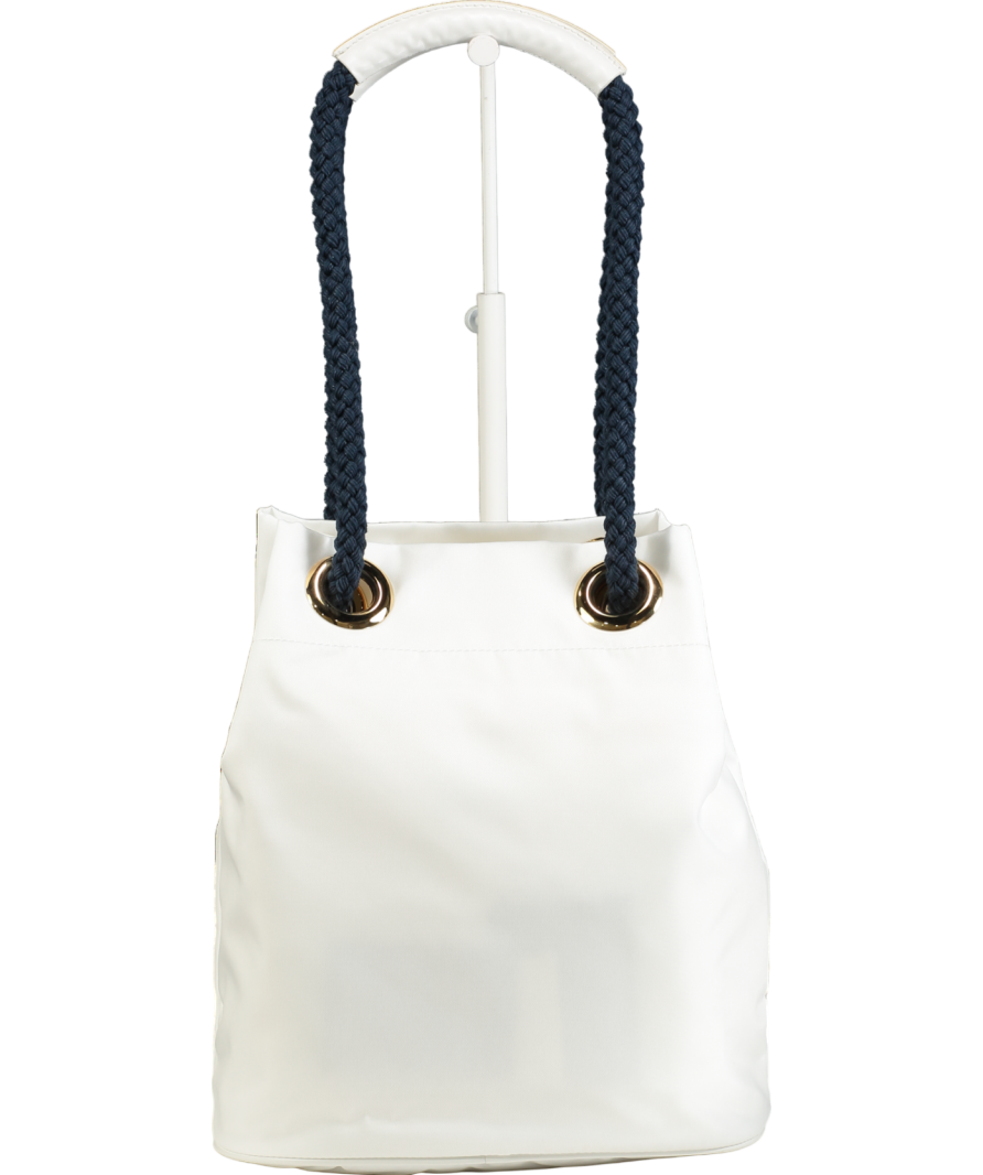 Prada Mariner Re-nylon White / Baltic Blue Small Triangle Logo Bucket Bag