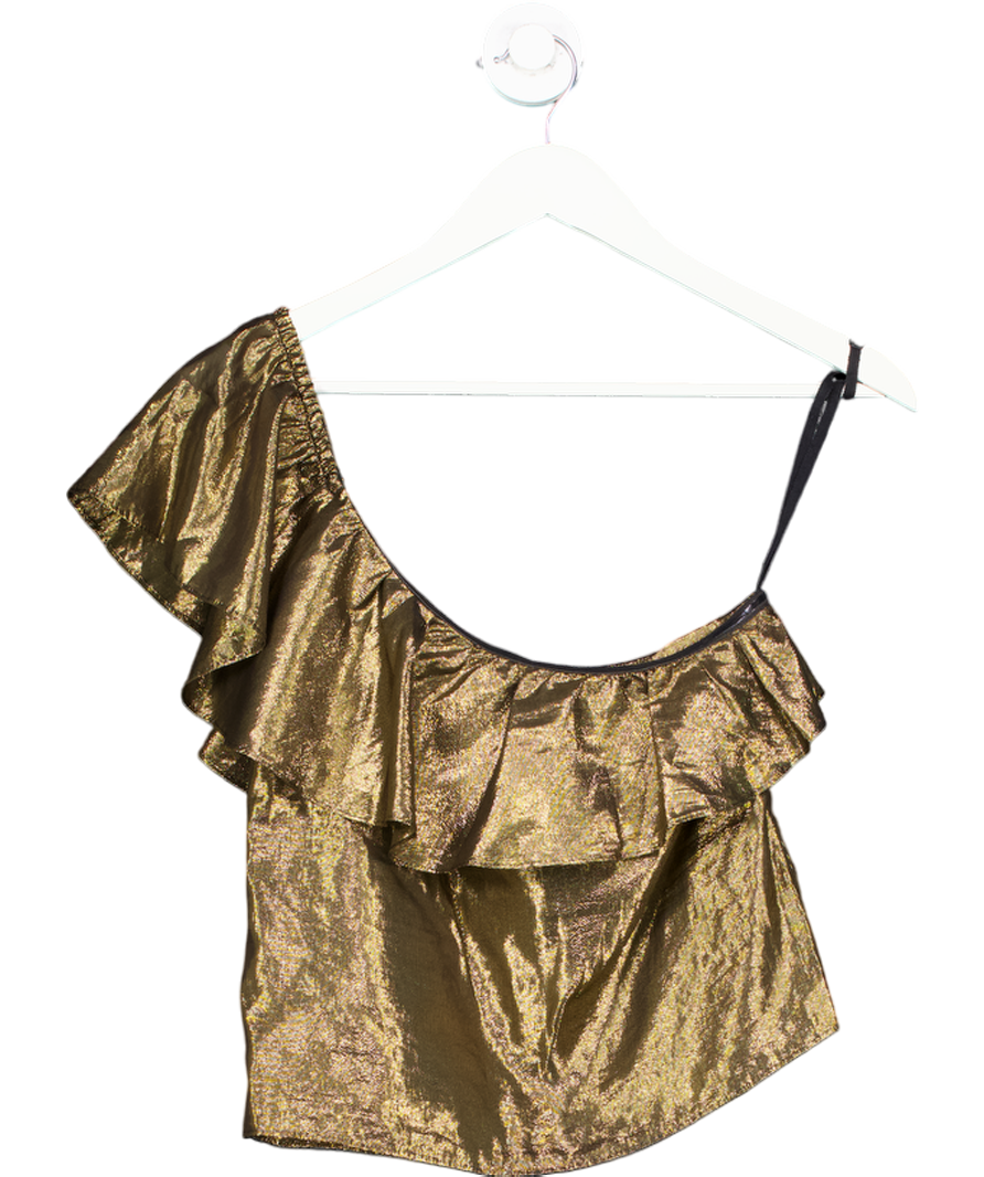 & Other Stories Metallic One Shoulder Frill Top UK 8