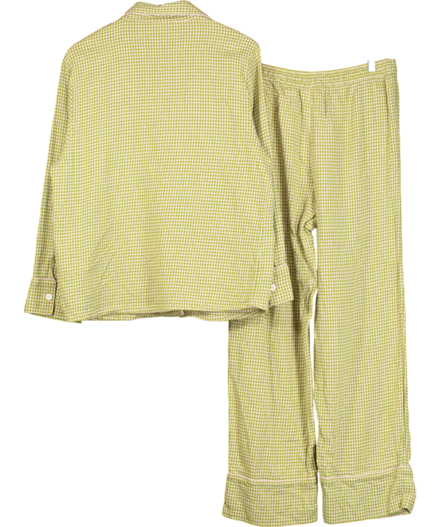TBCO Green Cotton Pyjamas In Olive Houndstooth UK M