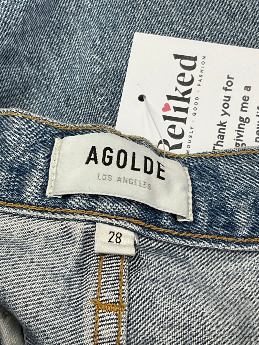 AGOLDE Light Blue High-Rise Straight Jeans UK W28