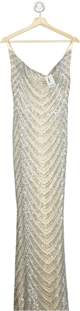 Lipsy Neutral Sequin Paige Dress UK 8