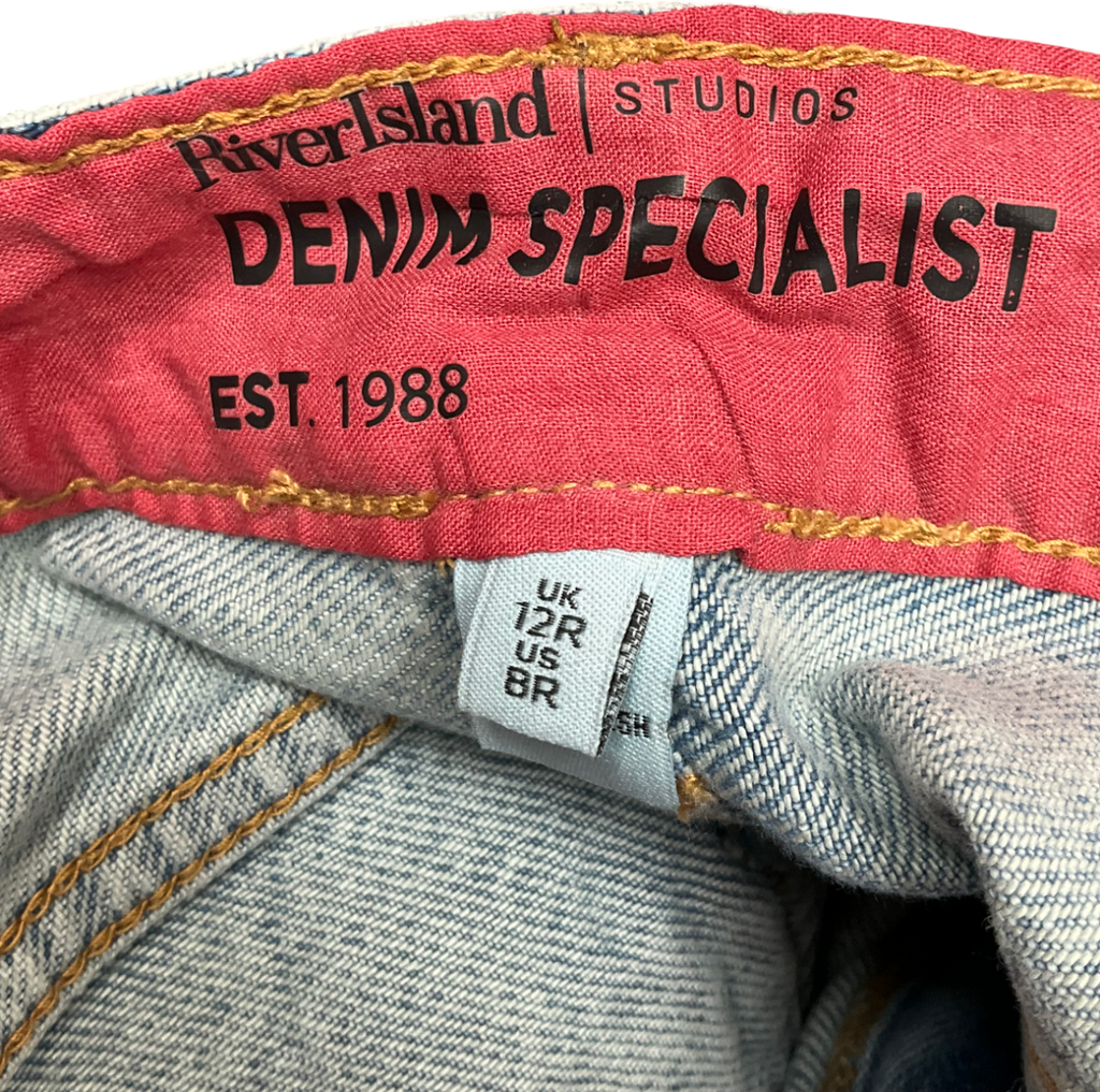 River Island Blue High Waist Relaxed Straight Fit Regular Length Jeans UK 12