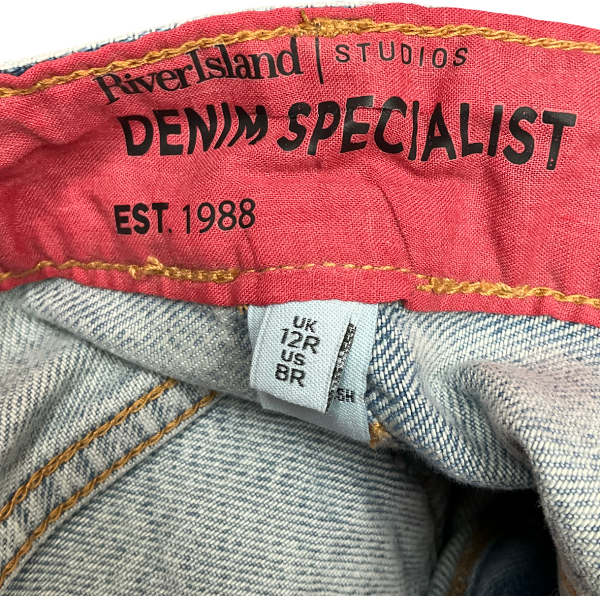 River Island Blue High Waist Relaxed Straight Fit Regular Length Jeans UK 12