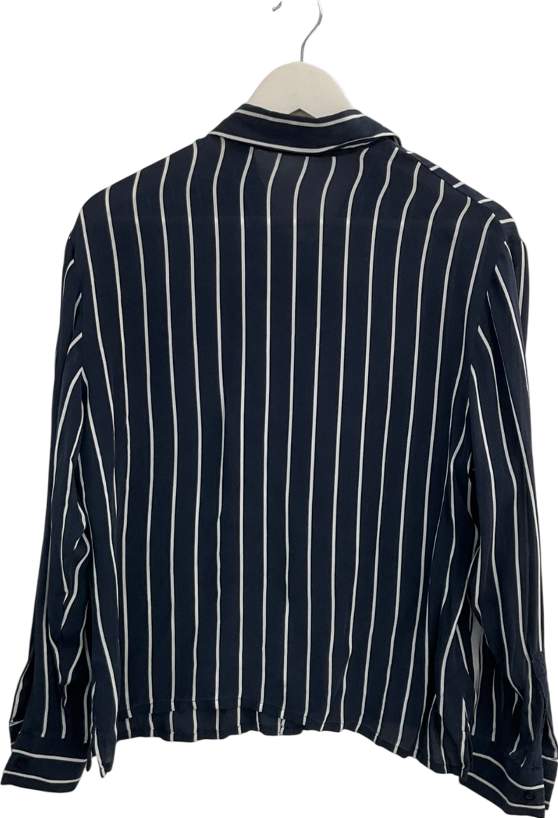 Blue Semi Sheer Striped Shirt UK S
