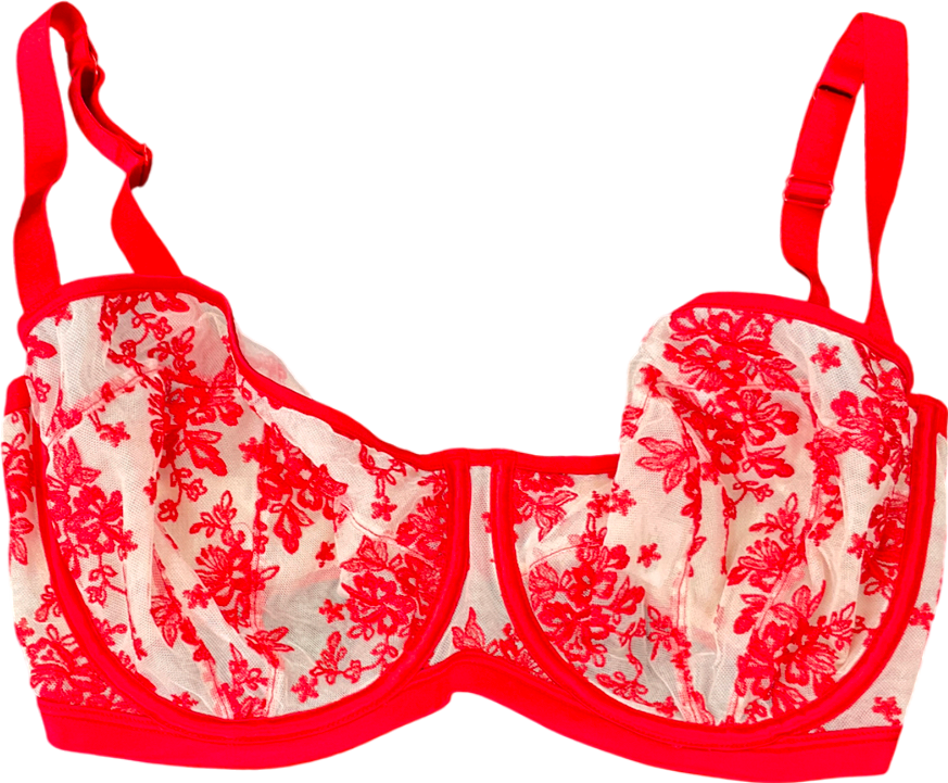 figleaves Red Pimlico Non Pad Underwired Sheer Balcony Bra UK 36FF
