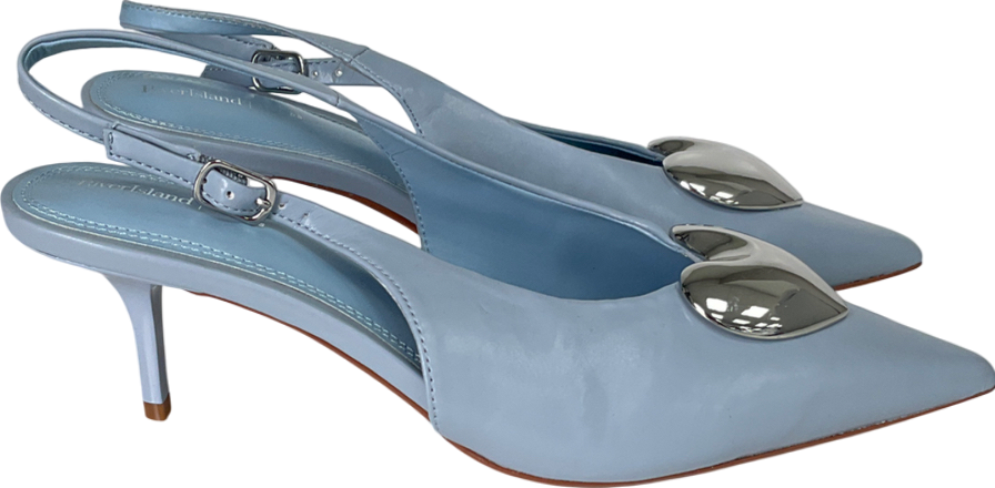 River Island Blue Heart Sling Back Heeled Court Shoes UK 7 EU 40 👠