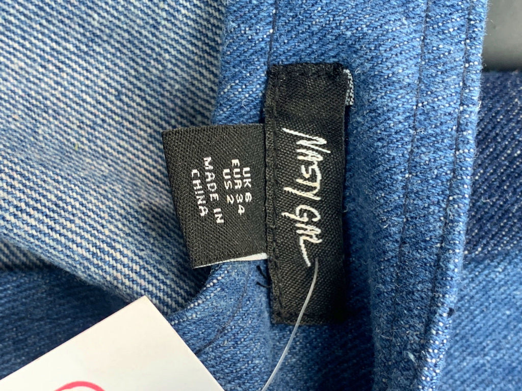 Nasty Gal Blue Rhinestone Denim Dress UK 6