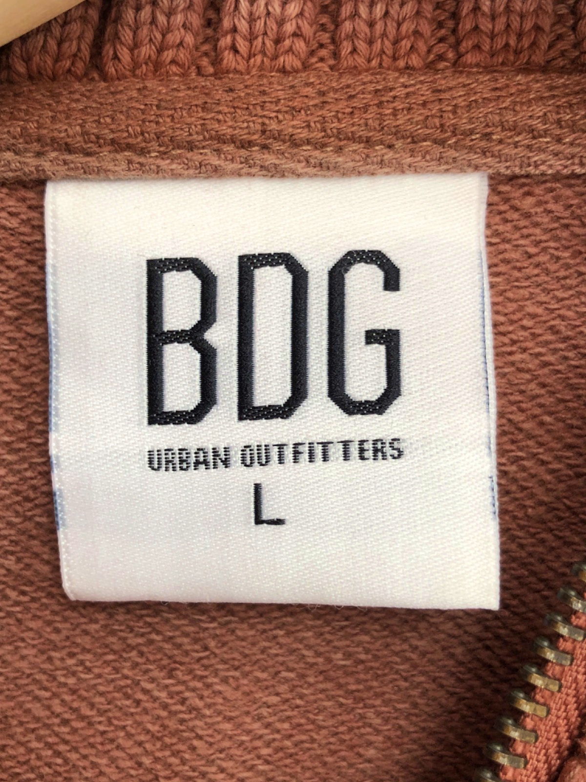 BDG Rust Ribbed Zip-Up Jacket Large
