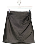 Novo Black Leather Split Hem Mini Skirt UK 6