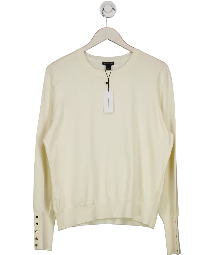 Karen Millen Cream Plus Size Viscose Blend Knitted Crew Neck Jumper UK XL