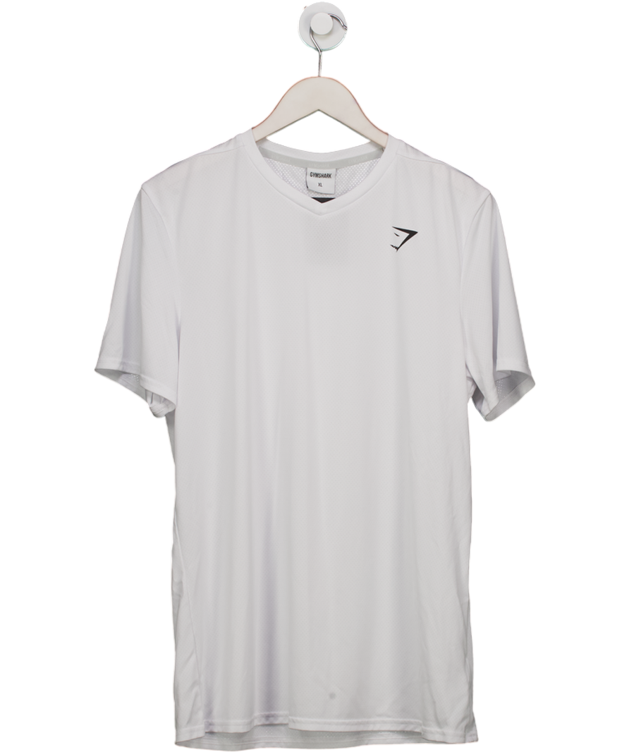 gymshark White Arrival V-neck Vented T-shirt UK XL