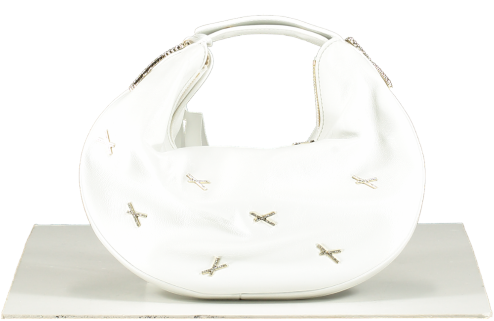 GENNY White Fortune Bag With X Applications And Rhinestones