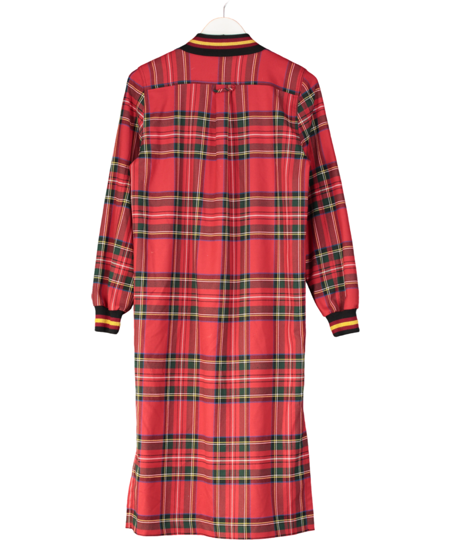 River Island Red Rihanna Checked Ribbed Jacket Dress UK 8