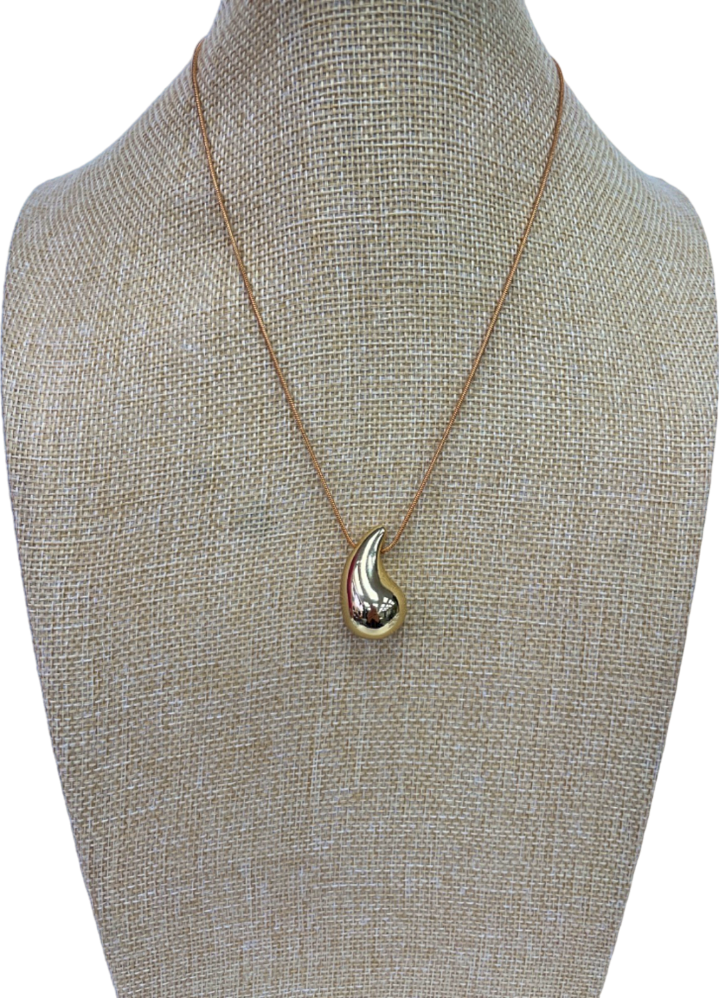 Inspired Metallic Gold Large Teardrop  Necklace