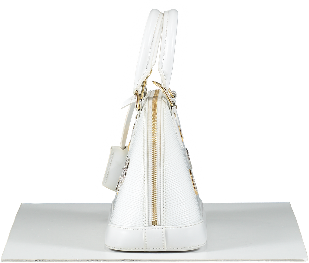 Louis Vuitton White Alma Handbag Love Lock Epi Leather Bb Bag