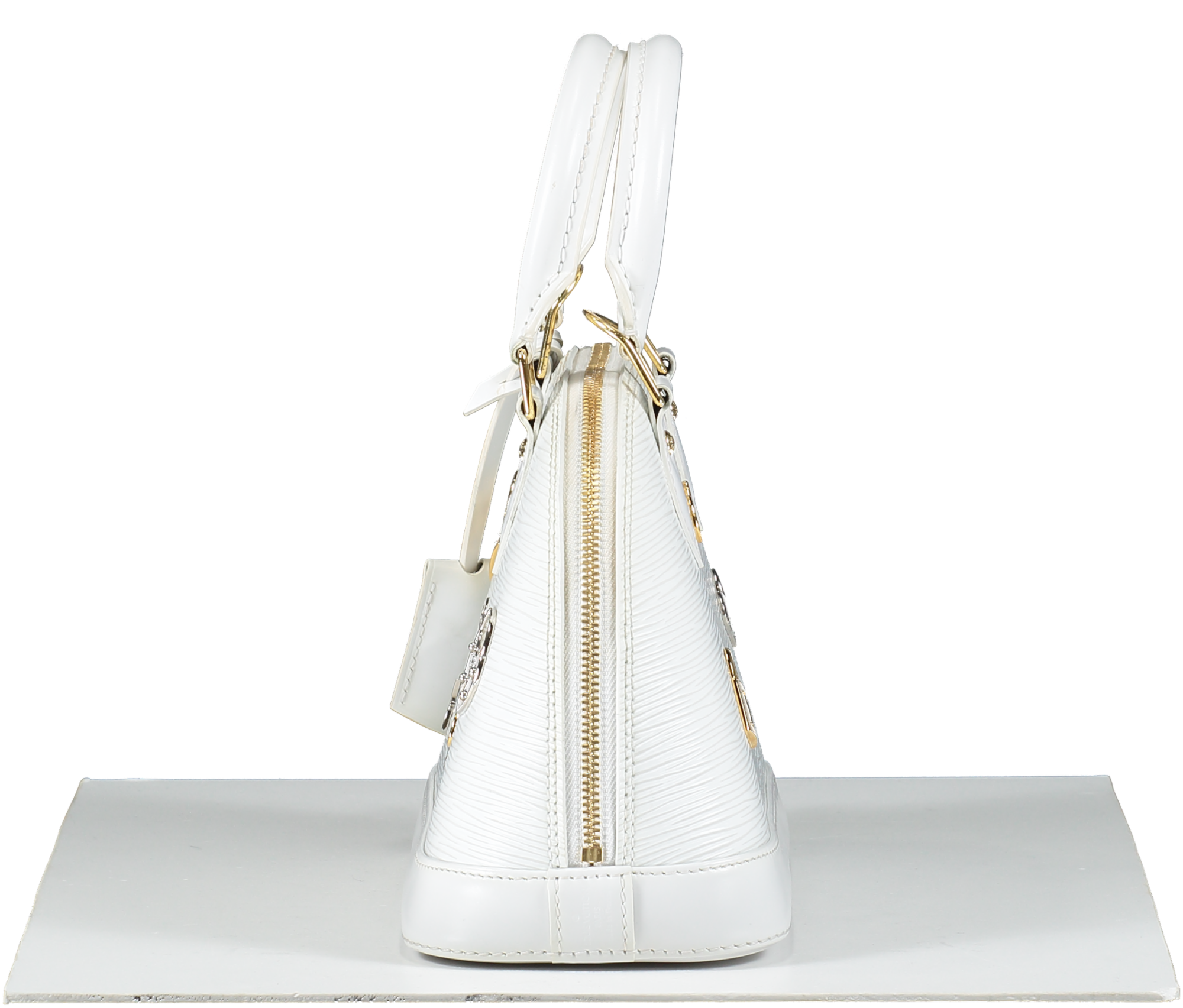 Louis Vuitton White Alma Handbag Love Lock Epi Leather Bb Bag