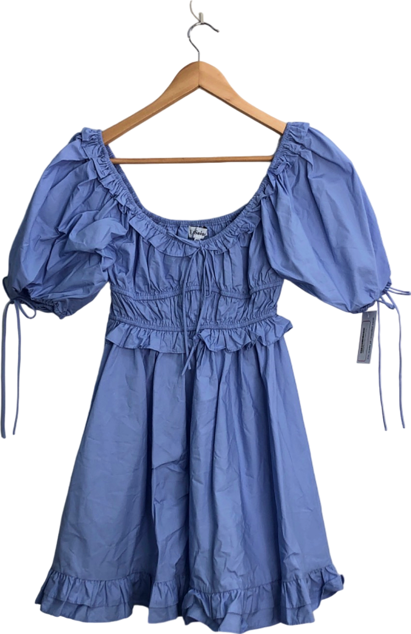 En Saison Blue Puff Sleeve Mini Dress UK XS