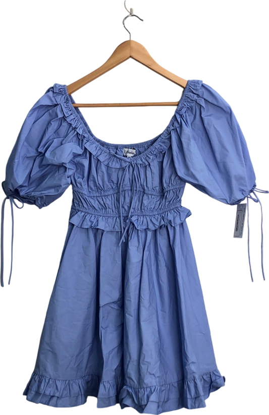 En Saison Blue Puff Sleeve Mini Dress UK XS