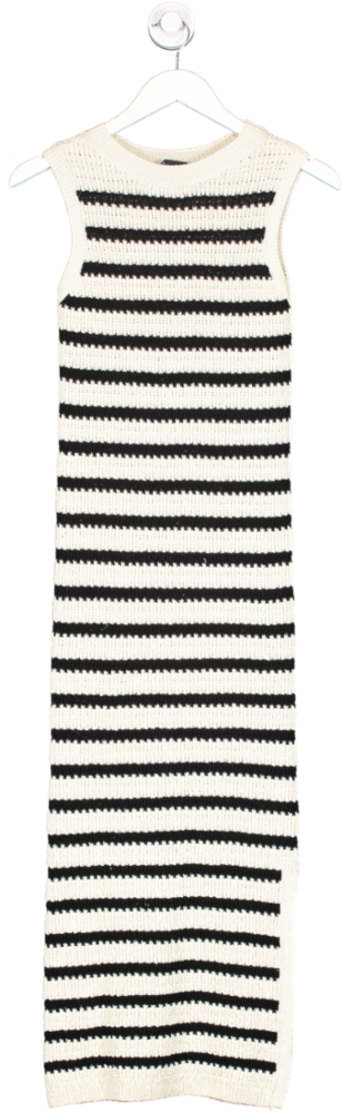 M&S Cream Stripe Knitted Midi Dress UK XS