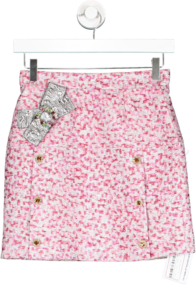 Dolce & Gabbana Pink Tweed Jewelled Mini Skirt 9 Years