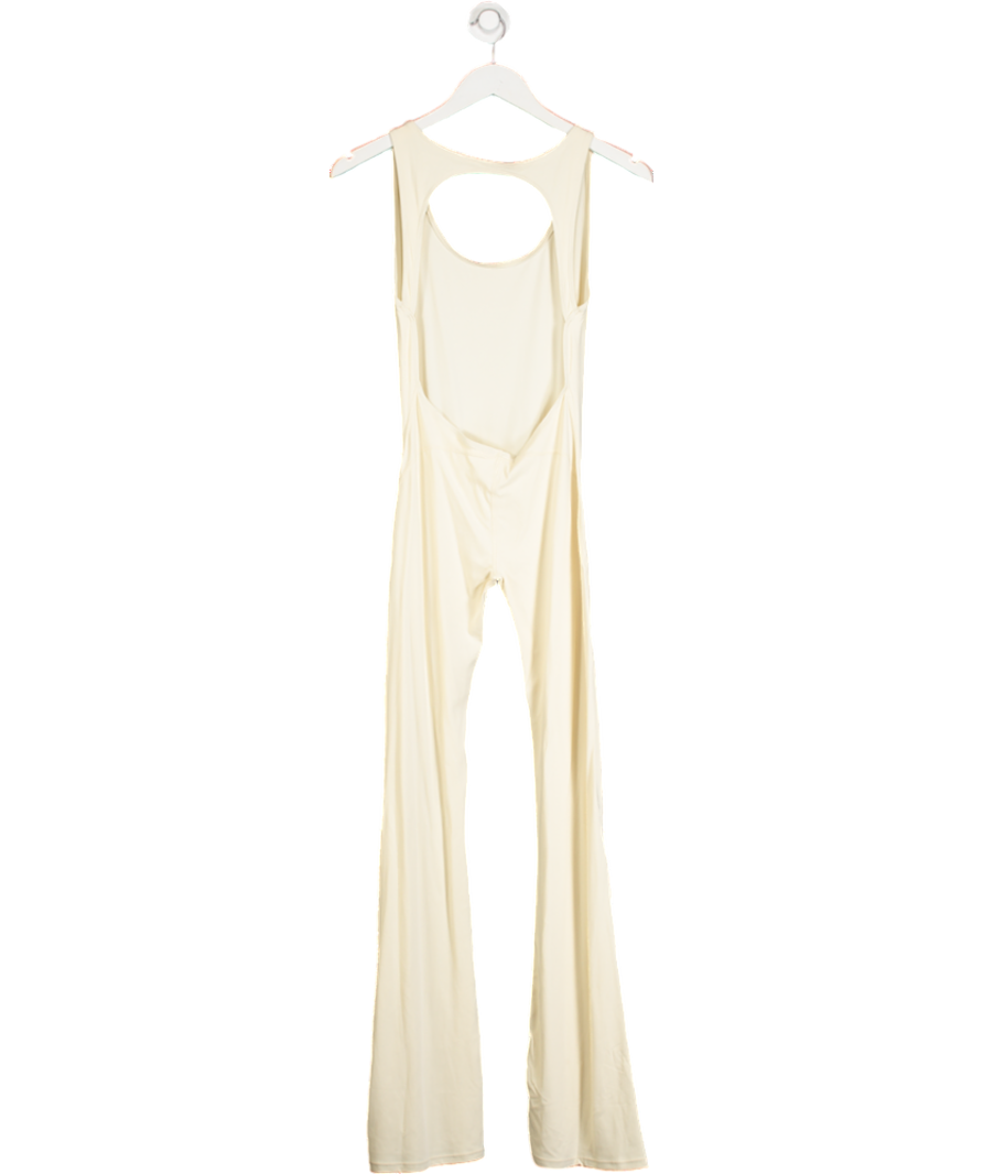 Davis Active Cream Backless Flare Jumpsuit UK M/L