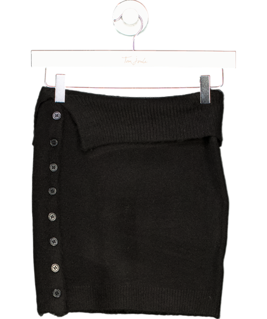 Ruve Black Selva Button Detail Fold Down Mini Skirt UK XS