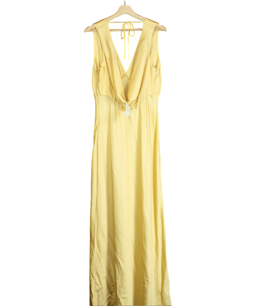 Abercrombie & Fitch Yellow Plunge Cowl Back Maxi Dress UK L