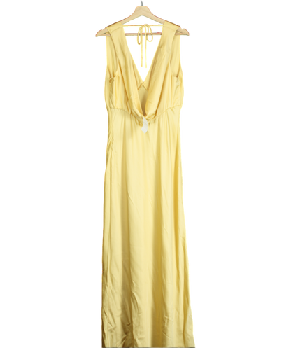 Abercrombie & Fitch Yellow Plunge Cowl Back Maxi Dress UK L