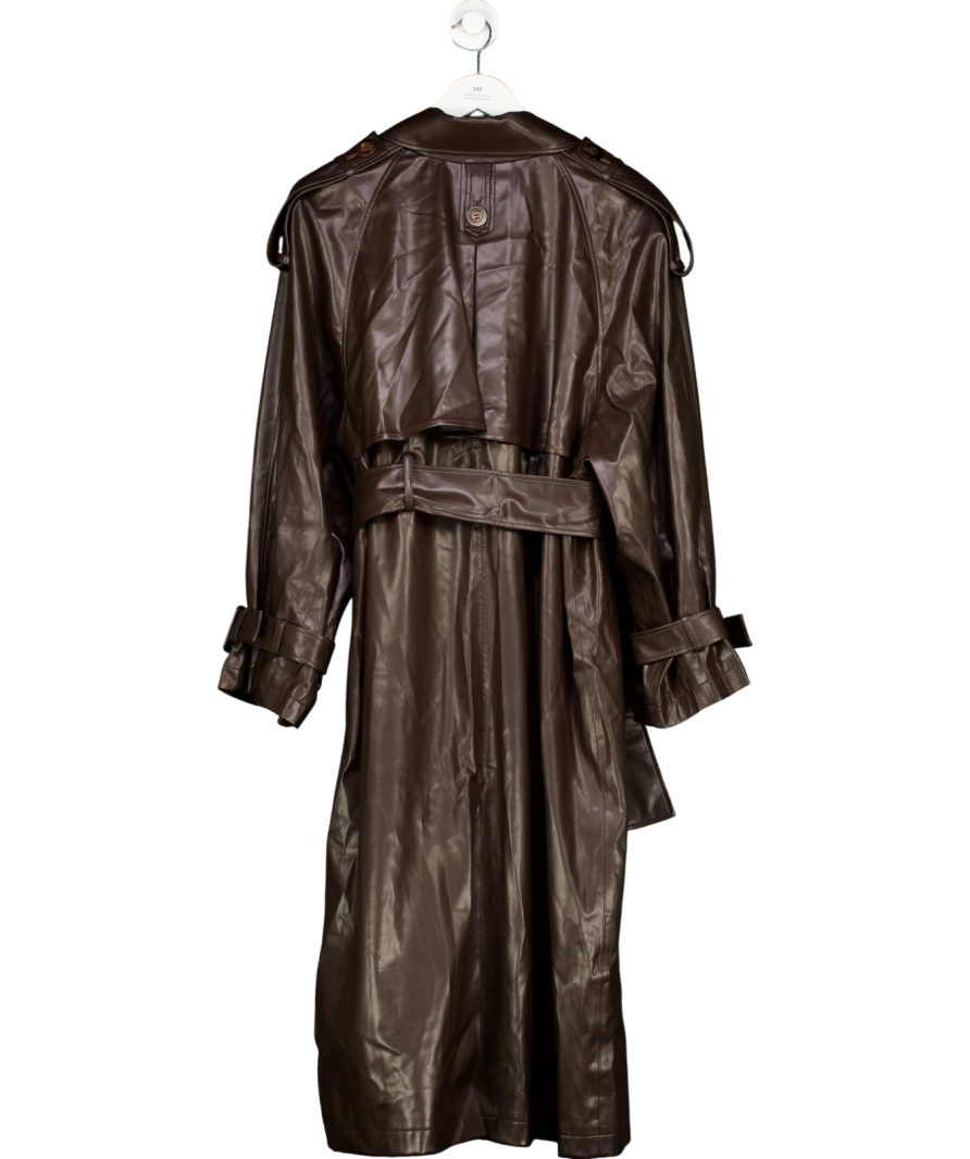 Fabrique Brown Tai Trench Coat In Faux Nappa Leather UK S
