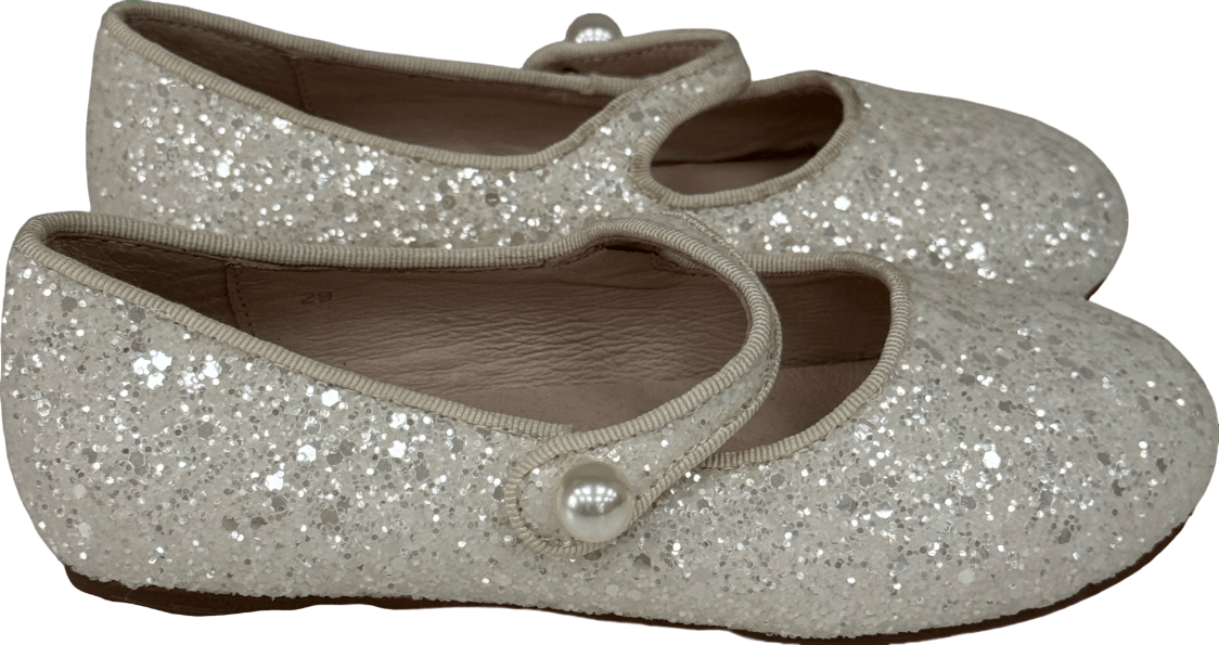 Age of Innocence Elin Glitter White Shoes UK 12 EU 30.5 👼