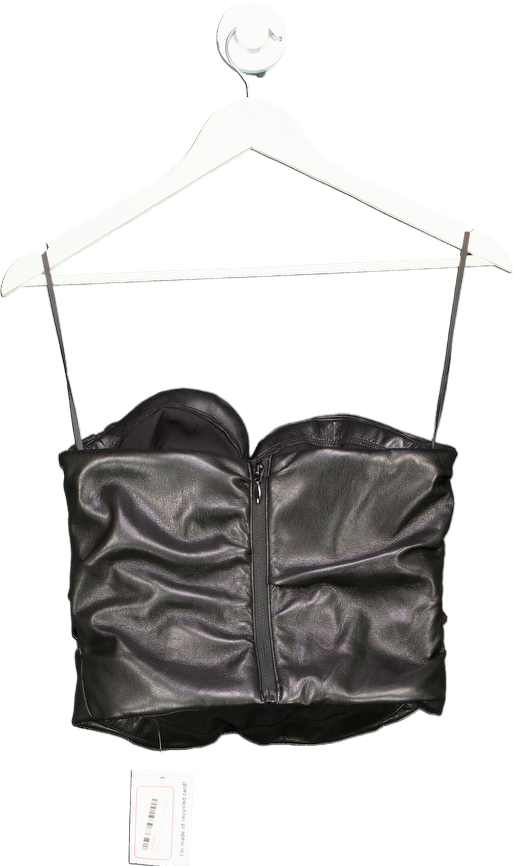 House of CB BLACK PLUNGE VEGAN LEATHER CORSET UK M